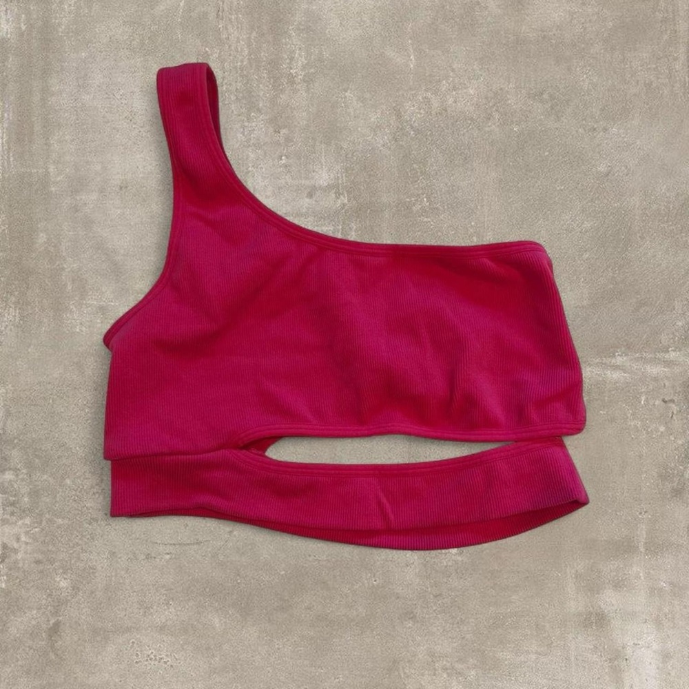 Garage One-Shoulder Pink Crop Top